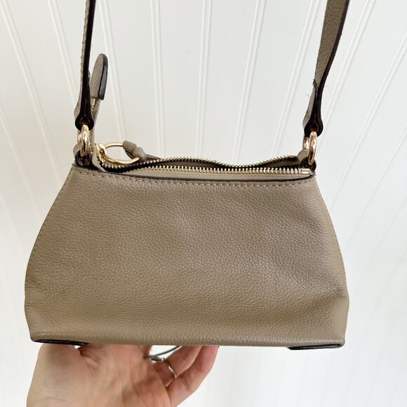 See by Chloé Mini Joan Crossbody Cement Beige Grey Leather Suede Bag Purse - Picture 4 of 9